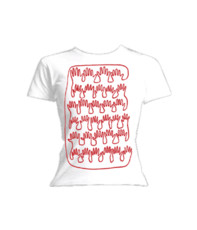 Red Line Hands White Skinny T-Shirt