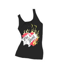 Ladies Black Flaming Heart Vest